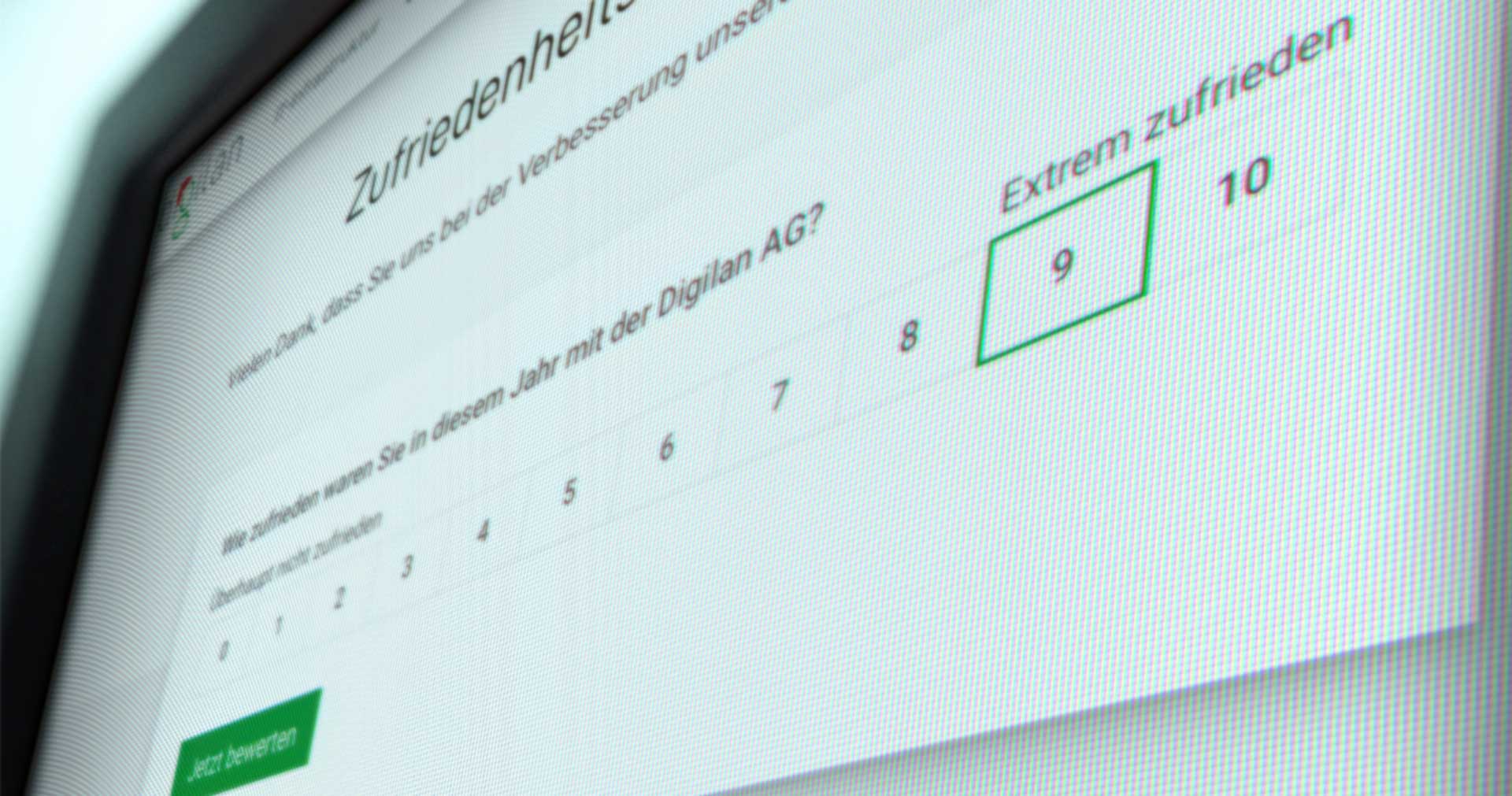 Screenshot Bewertungsskala Zufriedenheitsbefragung